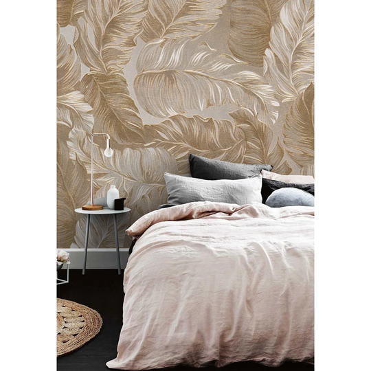 Walllpaper Roll 360X250cm Wallpaper Material With Print Kitchen Livingroom Bedroom Mural Decoration - Gold Leaves Bouquet Shiny Garden Blooming