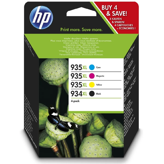 HP 934XL High Yield Black/935XL Cyan/Magenta/Yellow 4-pack Original Ink Cartridges