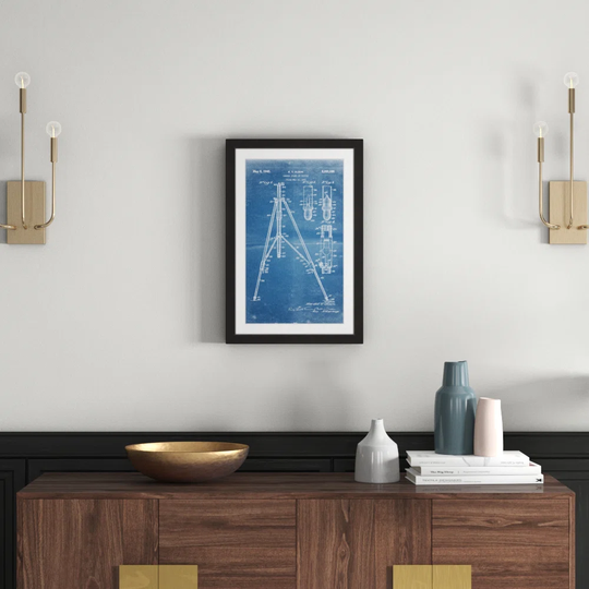'Tripod 1942 Blueprint' by Steve King Framed Graphic Art