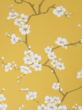 Fresco Apple Blossom Ochre Wallpaper
