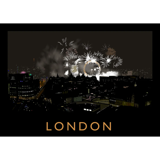 London Fireworks by Richard O'Neil - Graphic Art Print on Paper