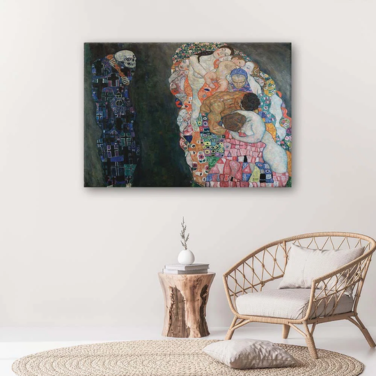 Canvas Print REPRODUCTION Life And Death - Klimt,