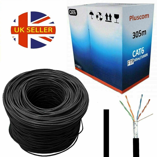 High Quality 305M RJ45 Cat6 Ethernet Network OUTDOOR FTP 1000Mbps Roll Cable UK