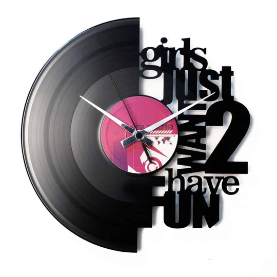 Girls Just Want 2 Have Fun Vinyl Record 30cm Silent Wall Clock