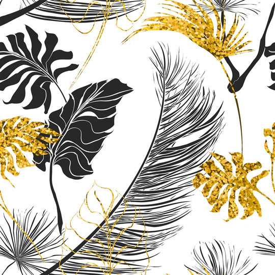 Walllpaper Roll 416X254cm Wallpaper Material With Print Mural Decoration Kitchen Livingroom Bedroom - Gold Flowers Gold