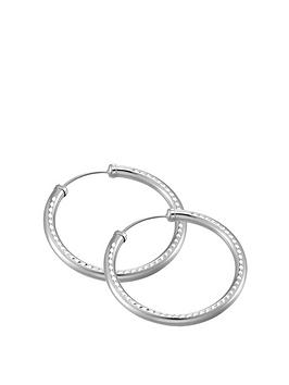 Love Diamond Sterling Silver 32Mm Diamond Cut Hoops