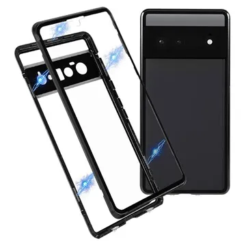 Google Pixel 6 Pro Magnetic Case with Tempered Glass Back - Black
