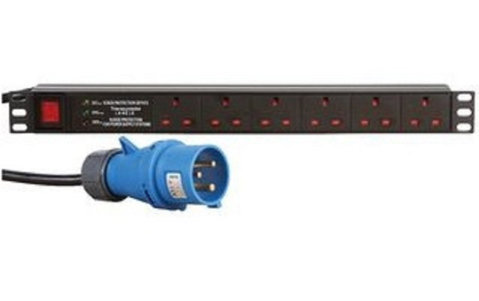 Dynamode PDU-6WS-H-SP-16CMDO - 1U 6 Way Horizontal 13A Switched PDU - 6 AC outlets