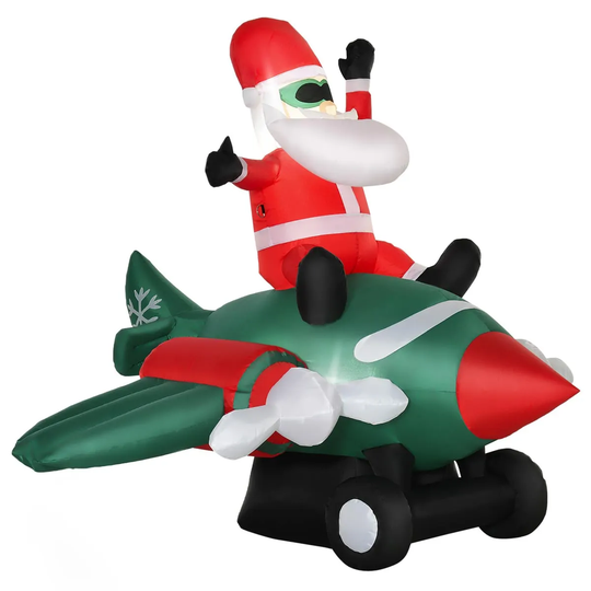 Bon Noel 1.6M Christmas Inflatable Decorations with Santa Claus On Plane Party Home