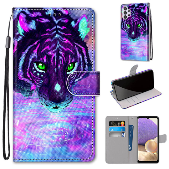 Samsung Galaxy A32 5G Case Pattern Cover Folio with kickstand tiger