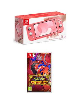 Nintendo Switch Lite Coral Console With &Amp; Pokemon Scarlet