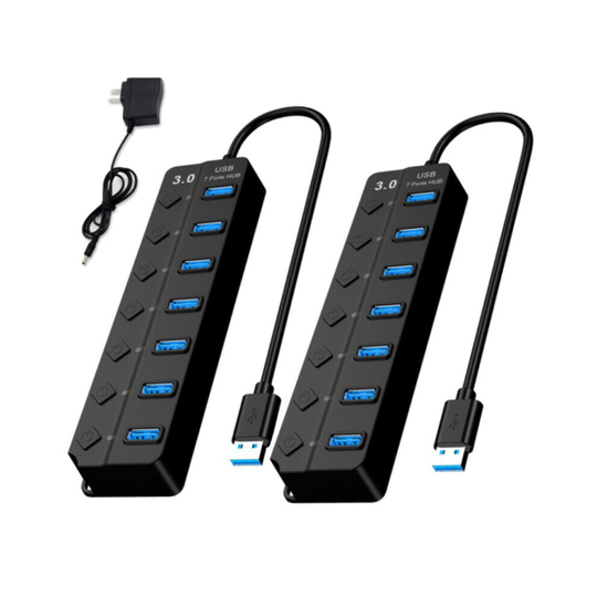 3.0 HUB Power High Speed Splitter Extender AC Adapter Cable Desktop 7 Port USB