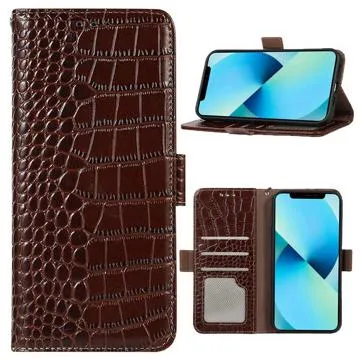 Crocodile Series Nothing Phone (1) Wallet Leather Case with RFID - Brown