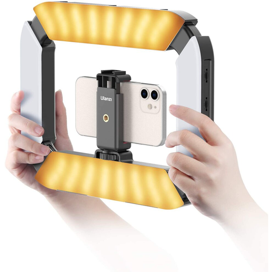 Smartphone Video Rig with Light Cell Phone Handheld Stabilizer with Ring Light 8500k Selfie Light Filmaking Live Steam Tiktok YouTube Video