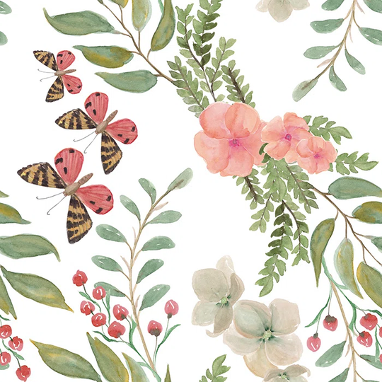 Walllpaper Roll 416X254cm Mural Decoration Kitchen Livingroom Bedroom Wallpaper Material With Print - Flowersbutterfly Pastel