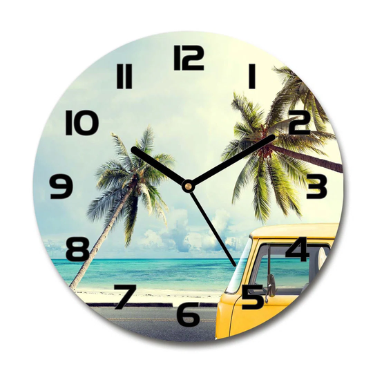 Decoration Picture Art Modern Kitchen Living Room Van Beach 30cm Silent Wall Clock