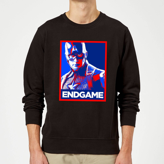 Avengers Endgame Captain America Poster Sweatshirt - Black - L - Black