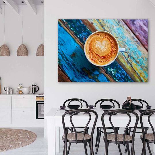 Canvas Print Coffee Cups Retro Wood