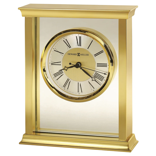 Monticello Modern & Contemporary Analog Crystal Quartz Tabletop Clock in Polished Brass
