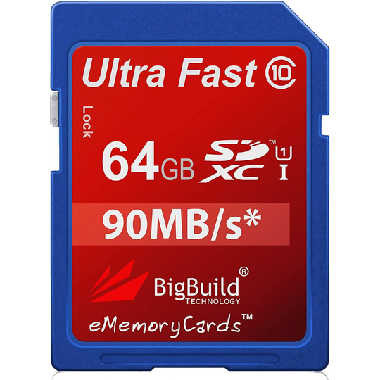 BigBuild Technology 64GB Ultra Fast 90MB/s Memory Card For Canon PowerShot SX430 IS camera, Class 10 SD SDXC