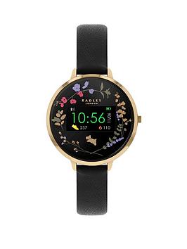 Radley Series 3 Mini Display Black And Gold Floral Dial Black Strap Ladies Smart Watch
