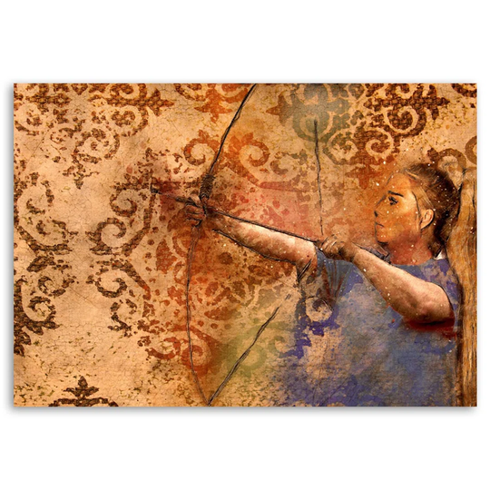 Canvas Print Woman Archer Vintage