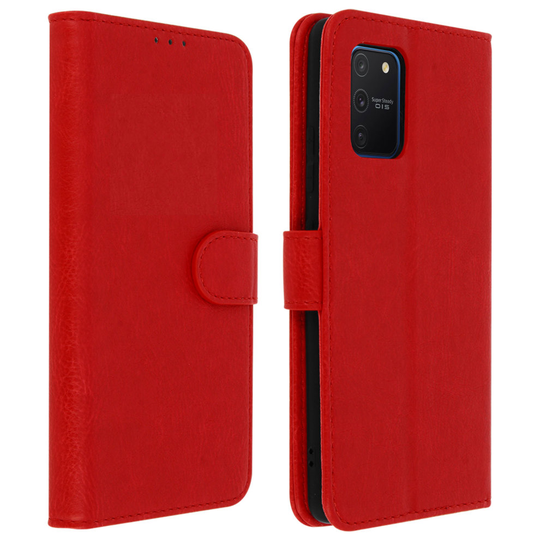 Flip wallet case magnetic cover with stand for Samsung Galaxy S10 Lite - Red