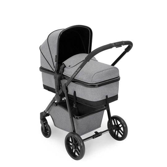 Ickle Bubba Moon 3 in 1 Travel System ISOFIX - Space Grey on Black with Black Handles