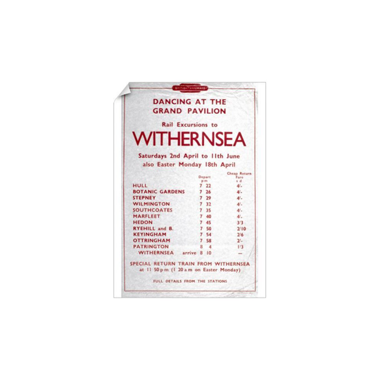(A3 (42x30cm)) Rail Excursions to Withernsea, BR poster, 1948-1965 (Poster Print)