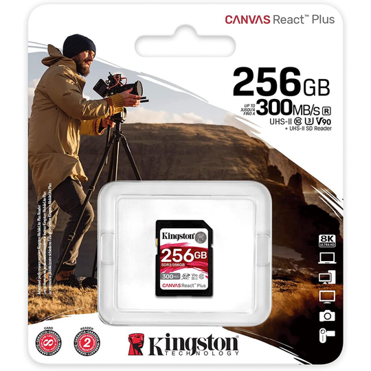 Kingston SDXC Canvas React Plus C10 UHS-II SD Memory Card 256GB