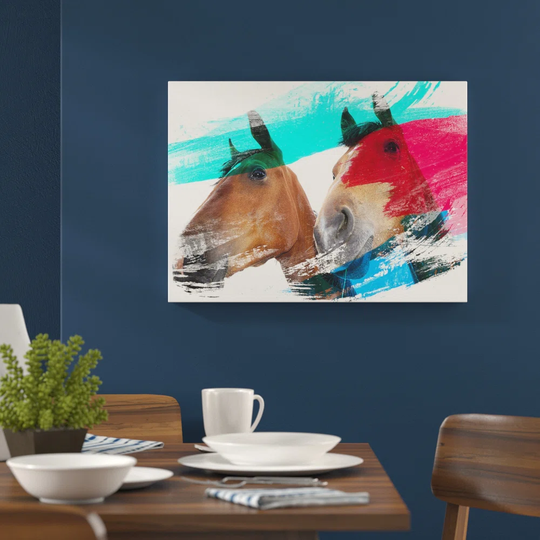 'Two Horses' Graphic Art Print Poster