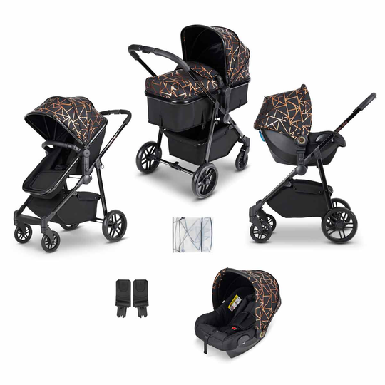 Ickle Bubba Moon 3 In 1 Travel System - Copper On Black With Black Handles