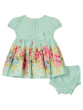 Monsoon Baby Girls S.E.W. Jaquard Dress - Aqua, Blue, Size 0-3 Months