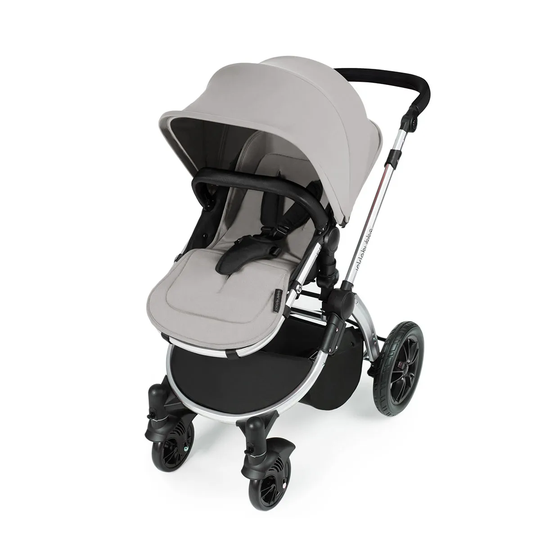 Ickle Bubba Stomp V3 i-Size Travel System with Isofix Base -Silver on Silver with Black Handles
