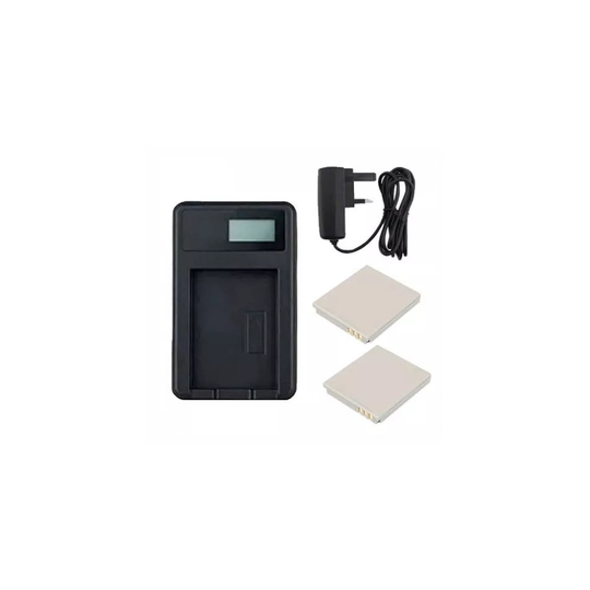 Mains Battery Charger and 2 Batteries For Canon IXUS 60 Digital Camera