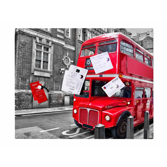 London Bus Magnetic Wall Mounted Photo Memo Board