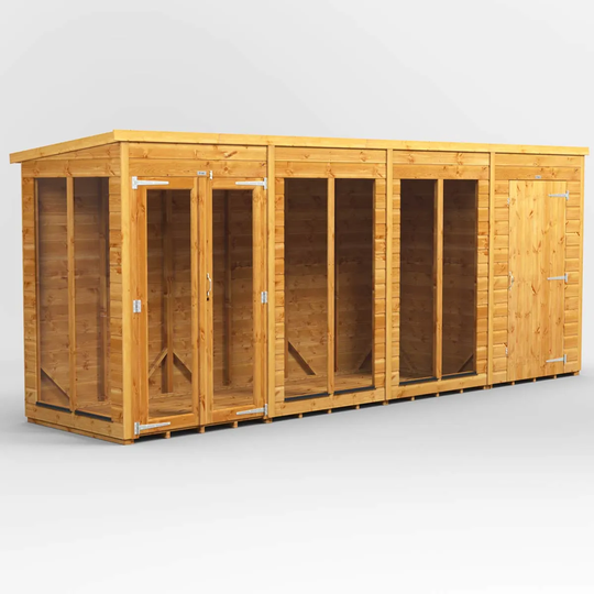 16X4 Power Pent Summerhouse Combi Including 4Ft Side Store