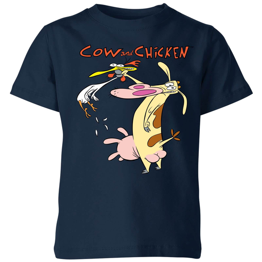 Cow and Chicken Characters Kids' T-Shirt - Navy - 3-4 Years - Navy