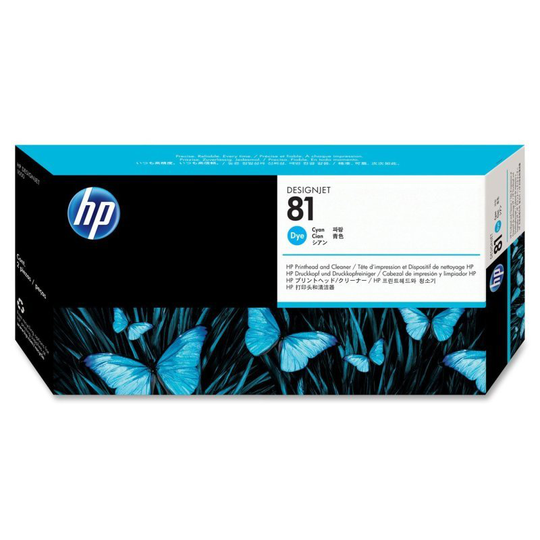HP 81 Cyan Original Printhead & Printhead Cleaner For use with - Designjet 5000/PS & 5500/PS - C4951A