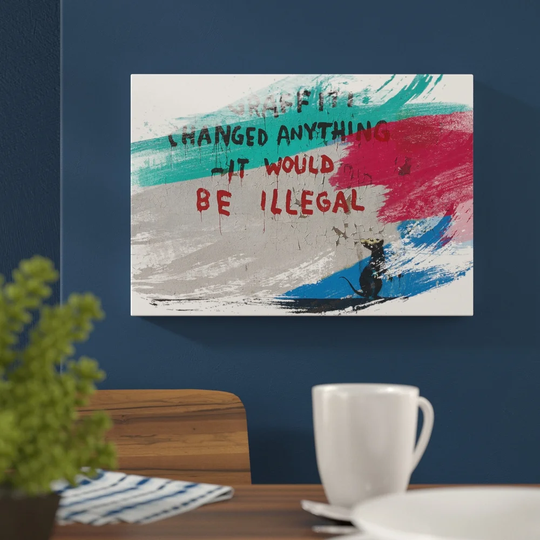'Banksy Rat Graffiti' Graphic Art Print Poster