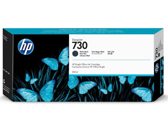 HP 730 Matte Black Original Designjet Ink Cartridge - High Yield 300ml - P2V71A