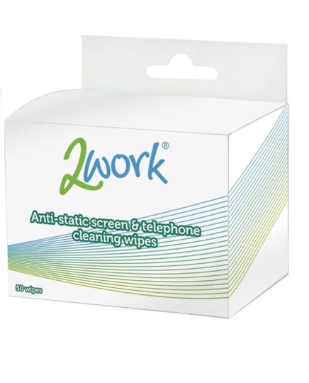 2Work Anti-Static Screen and Telephone Wipes (Pack of 50)