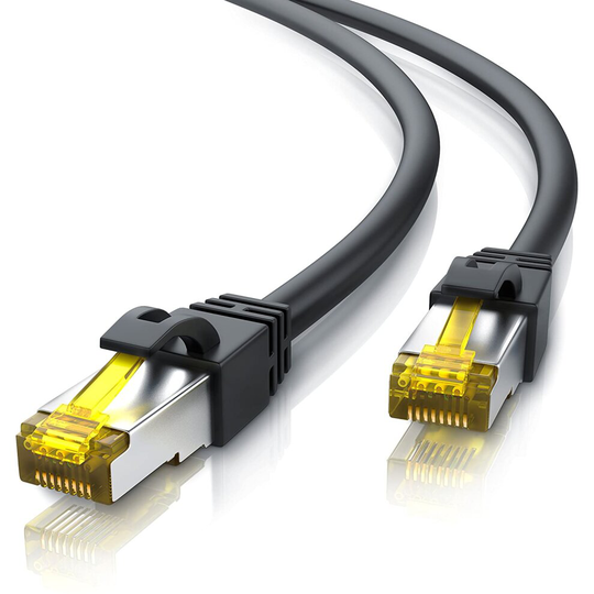 10m CAT 7 Network Gigabit Ethernet LAN cable 10000 Mbit s - patch cable - Cat. 7 raw cable S FTP PIMF shielding with RJ45...