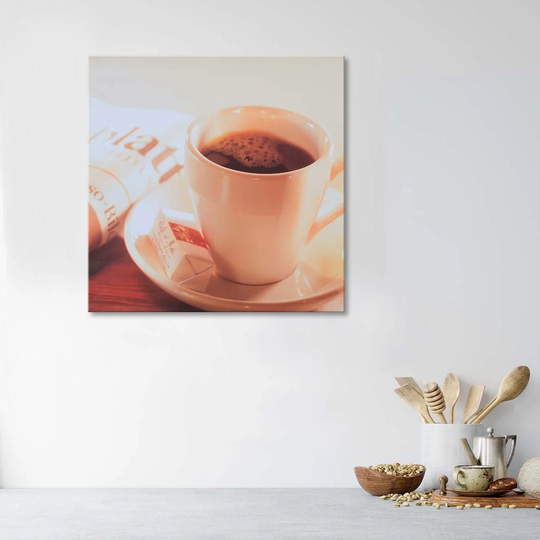 Canvas Print Coffee Cup And Newspaper