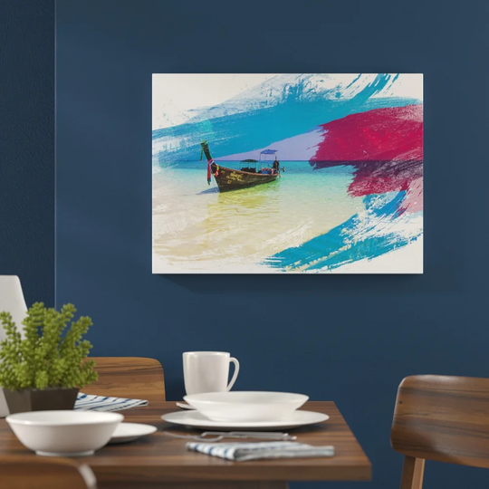 'Longboat in Thailand Seascape' Graphic Art Print Poster