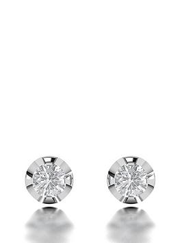 Love Diamond 9Ct White Gold 0.16Ct Diamond Stud Earring
