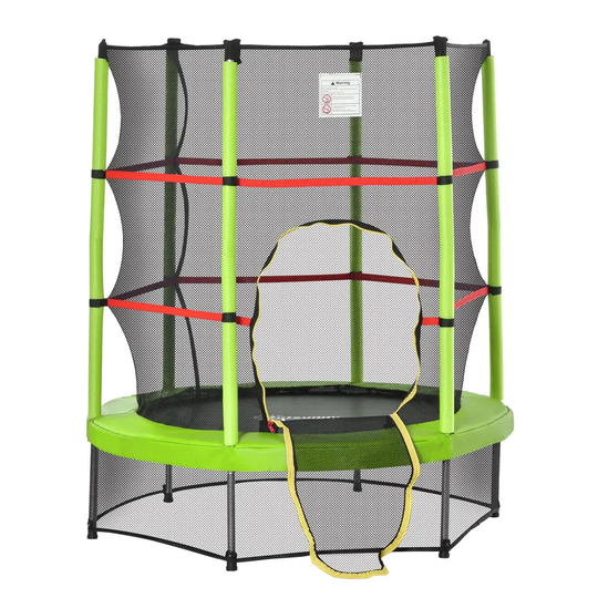 Jouet Kids 140cm Trampoline with Enclosure Net - Green/Red/Black