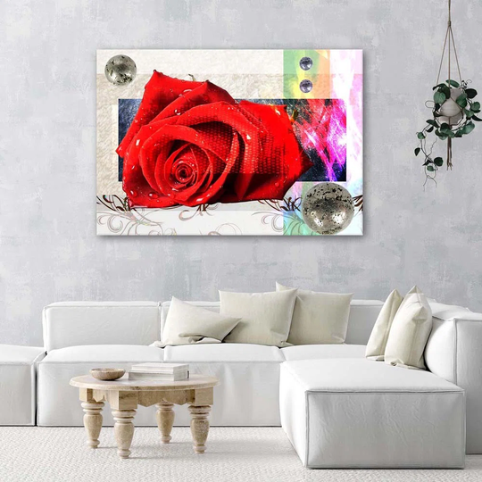 Canvas Print Red Rose Flowers Abstract