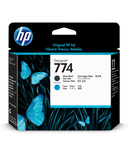HP 774 Matte Black and Cyan Printhead - P2W01A