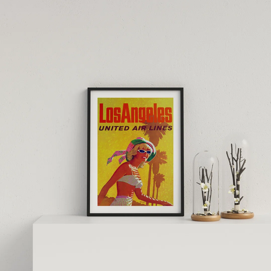 Vintage Travel Poster LA United Airlines